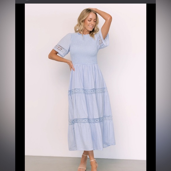 Baltic Born Dresses & Skirts - Baltic Born Dress - “Loveland Geo Lace Maxi Dress” light blue